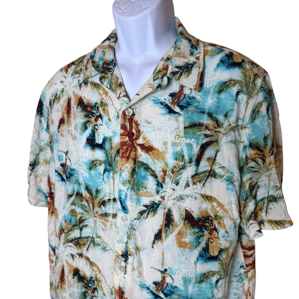 Margaritaville Surfing In A Hurricane Hawaiian Shirt Large Island Tropical Beach